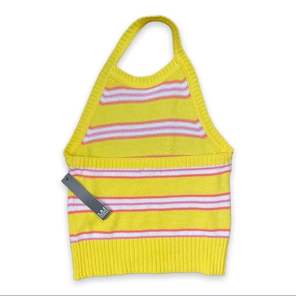 My Michelle Racer Stripe Retro Halter Contrast Sweater Knit Top Large - Picture 8 of 8